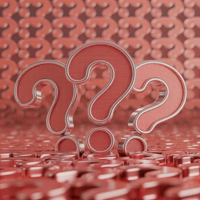 question marks, red colored
